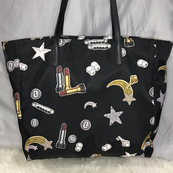 Marc Jacobs Graphic Print Nylon Tote Satchel Bag EUC Stars Keys Rainbows - Picture 6 of 14